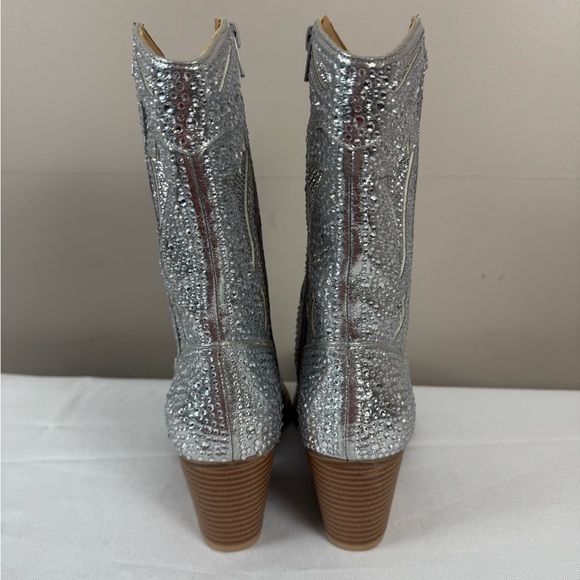 NWOT Crown Vintage Silver Cowgirl 7 Boots Western Rodeocore Festival Glam glitz - Picture 7 of 15